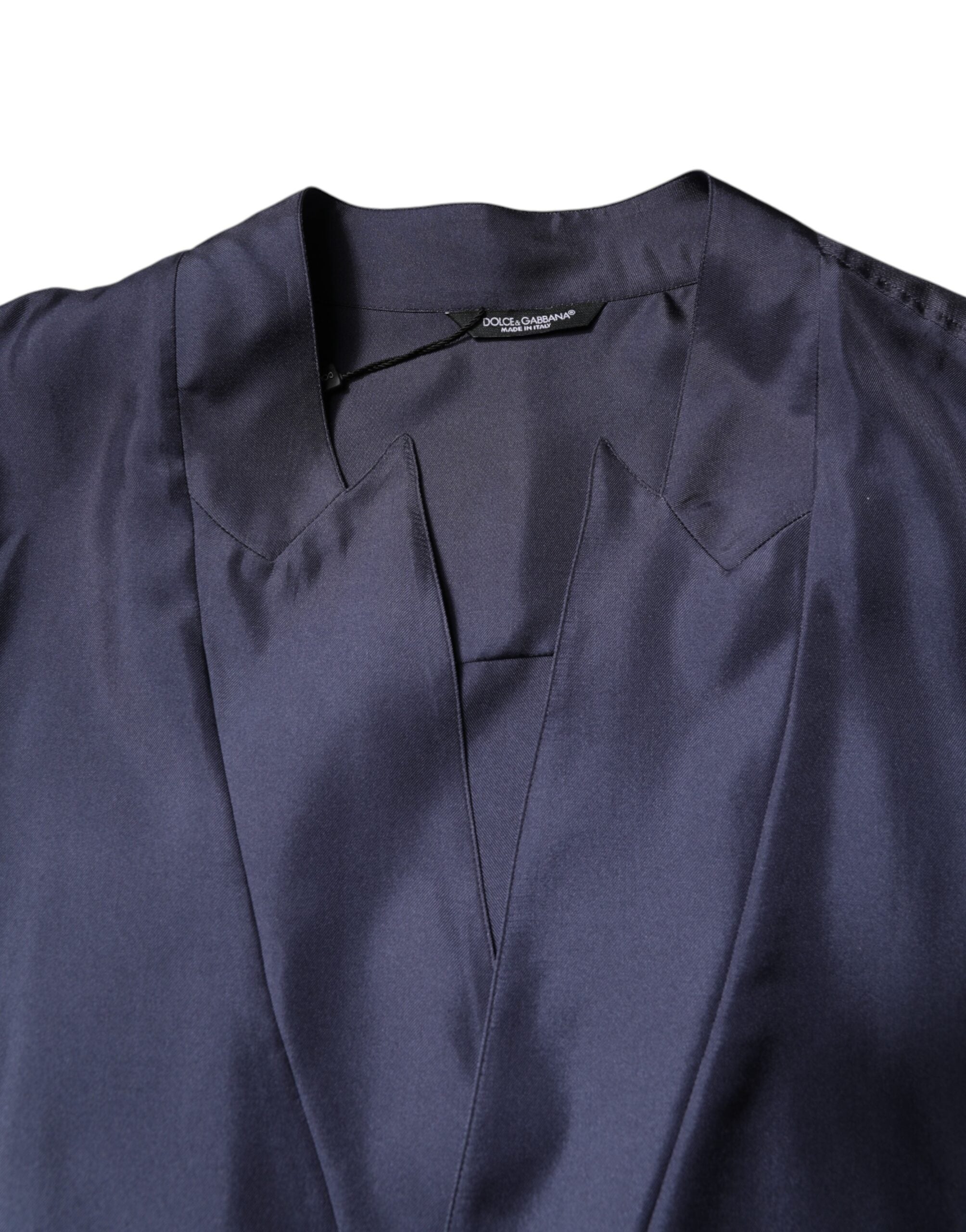 Dolce & Gabbana dark blue silk shirt in double-breasted look